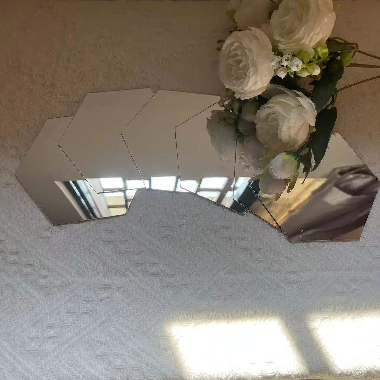 6/12pcs 3D Hexagon Mirror Wall Sticker