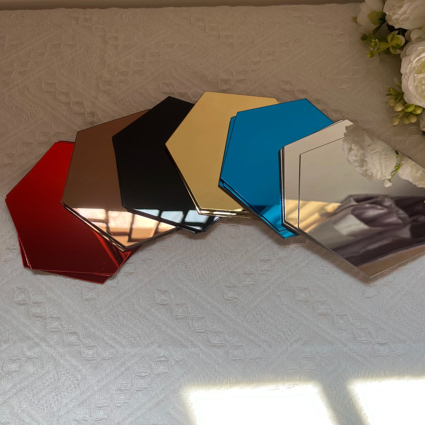 6/12pcs 3D Hexagon Mirror Wall Sticker