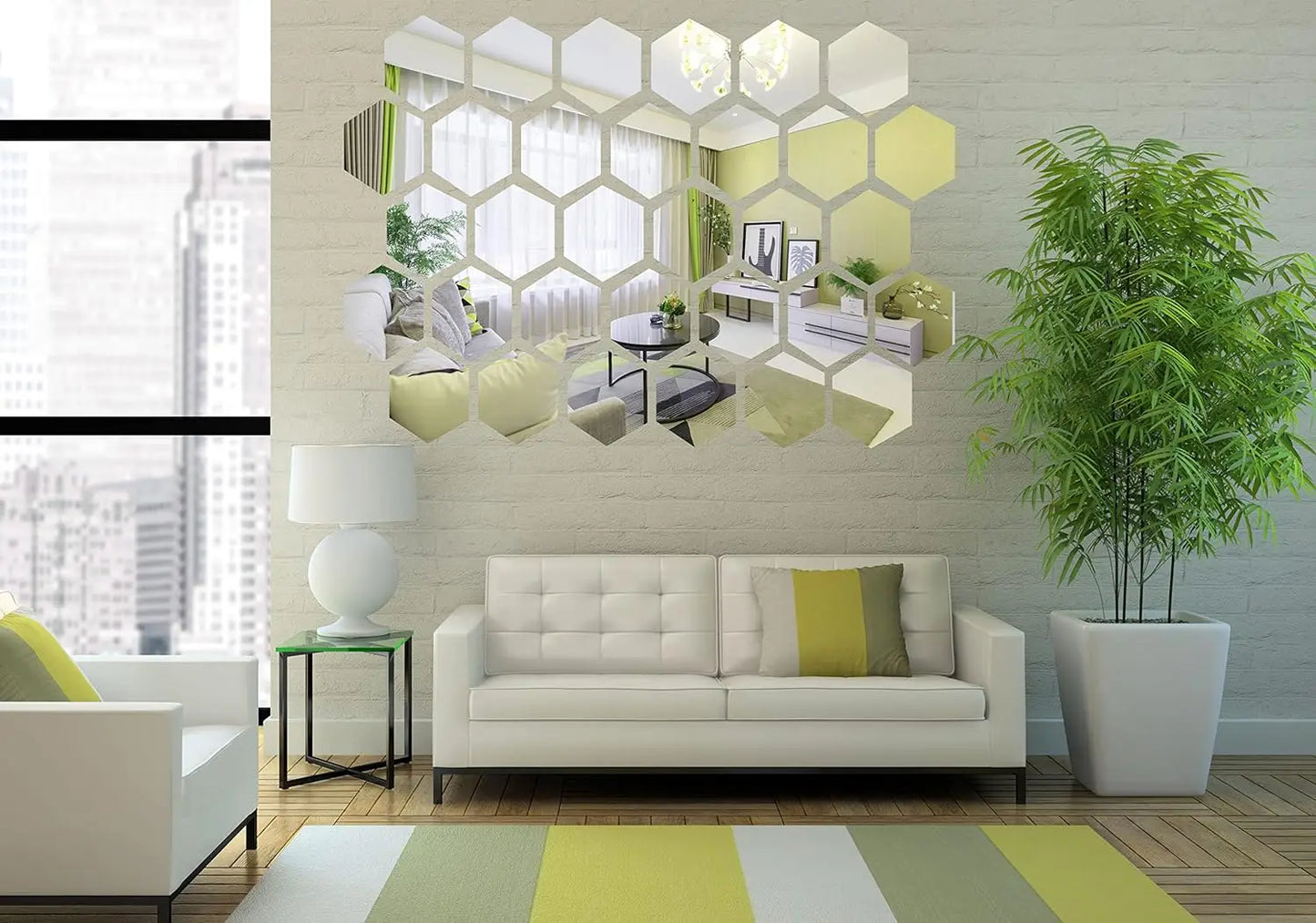 6/12pcs 3D Hexagon Mirror Wall Sticker