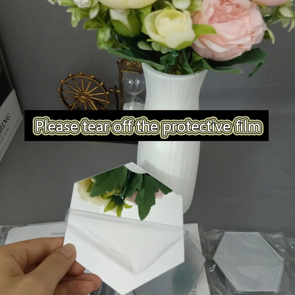 6/12pcs 3D Hexagon Mirror Wall Sticker
