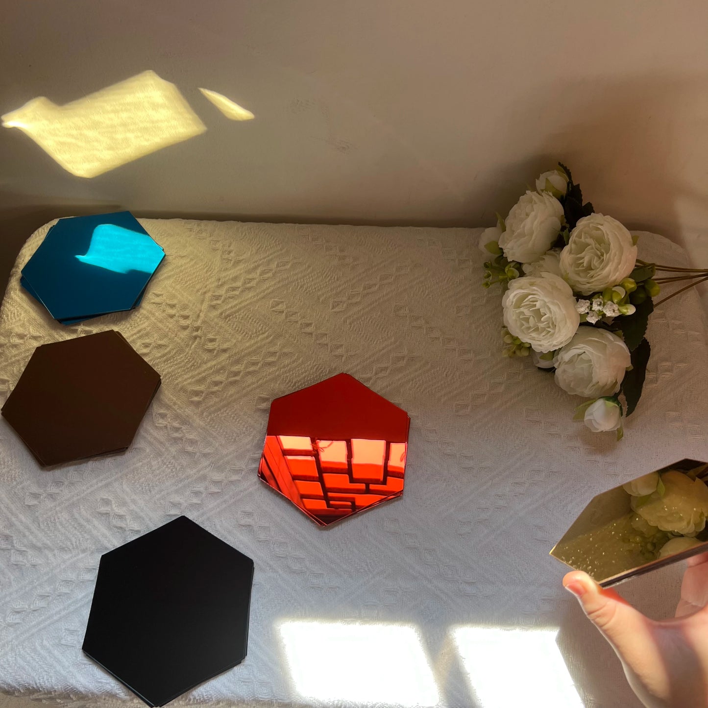 6/12pcs 3D Hexagon Mirror Wall Sticker