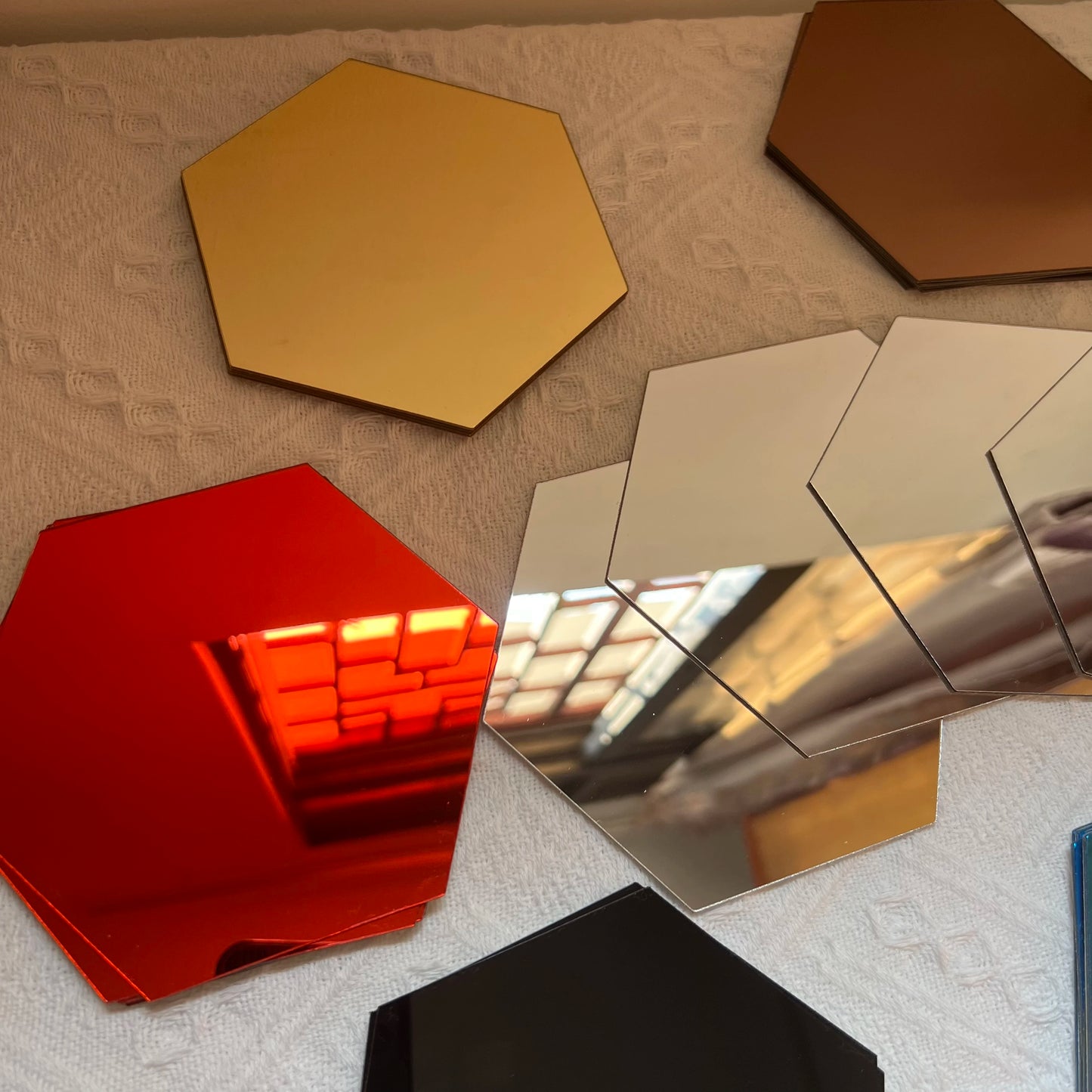6/12pcs 3D Hexagon Mirror Wall Sticker