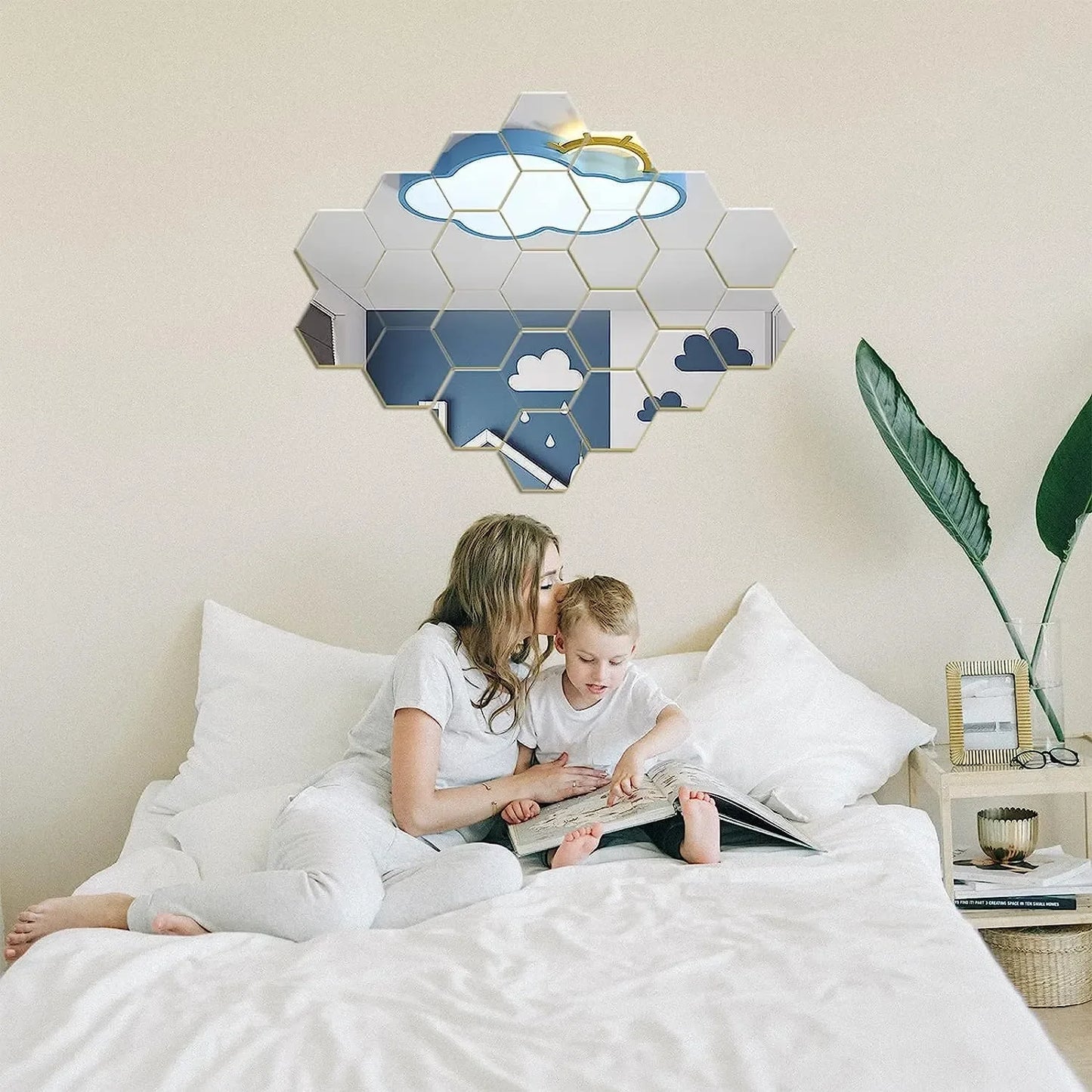 6/12pcs 3D Hexagon Mirror Wall Sticker