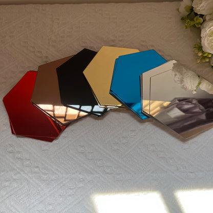 6/12pcs 3D Hexagon Mirror Wall Sticker